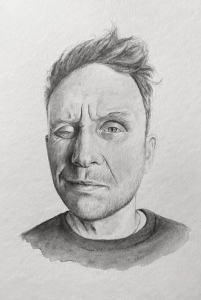 self-portrait, having a migraine, pain affected facial expressions